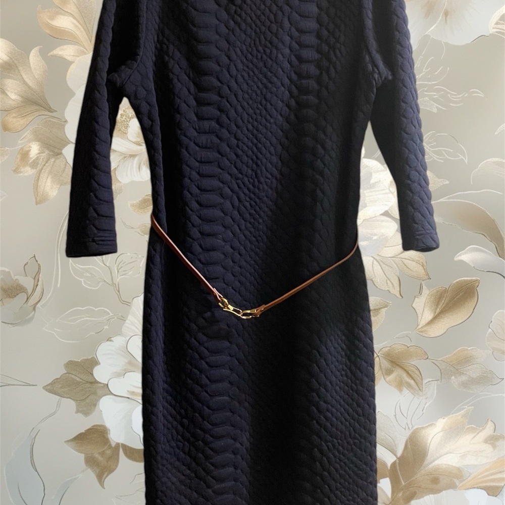 Sharagano- Blue Belted Textured Dress
#N057
*Marked Down
